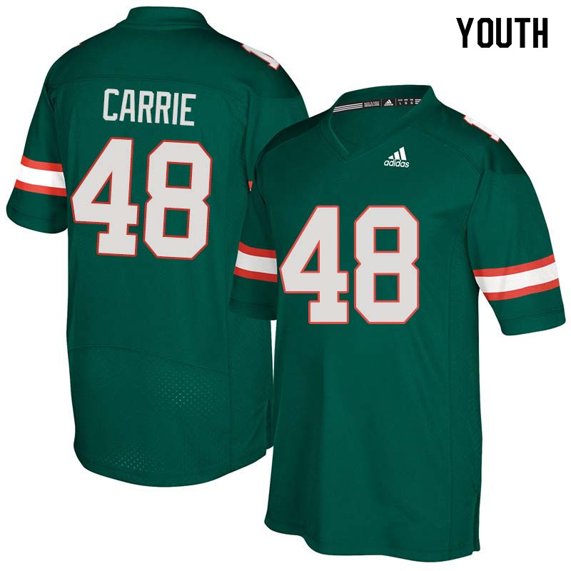 Youth Miami Hurricanes #48 Calvin Carrie College Football Jerseys Sale-Green - Click Image to Close